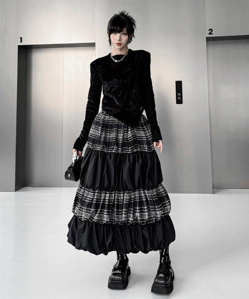 Black Mesh Layered Skirt